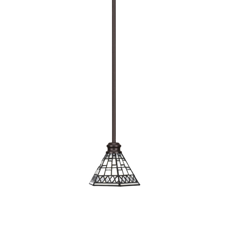 Mini-luminaire suspendu avec tige en verre étain 7 "Edge, Espresso