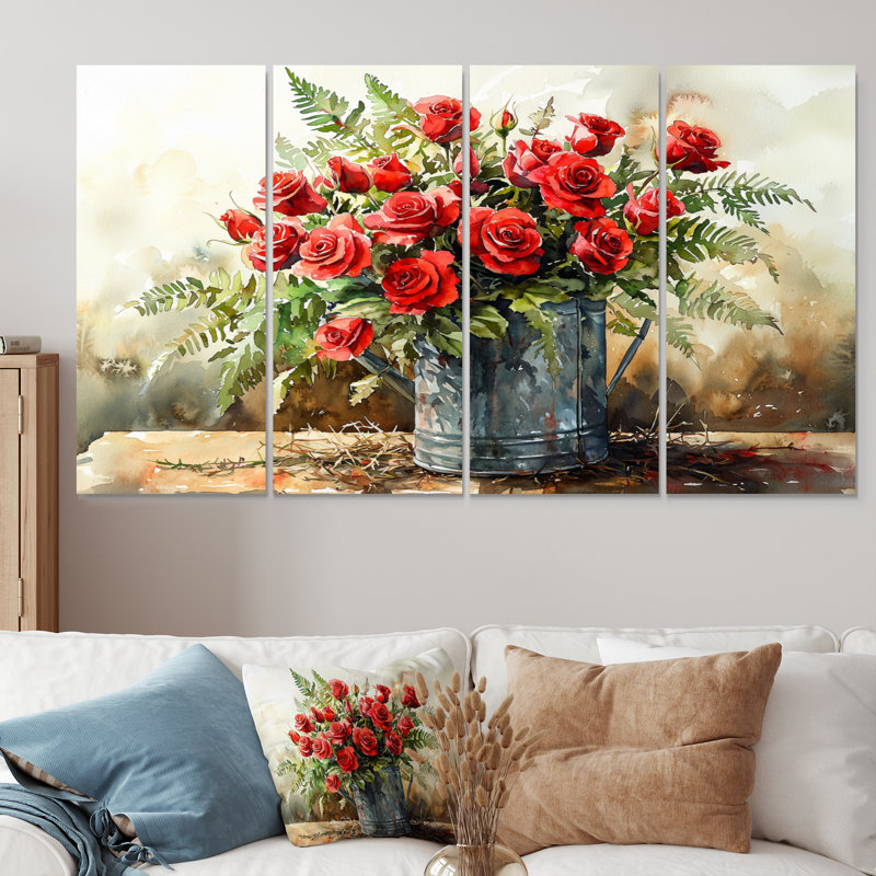 Hornsby - Roses, art mural - Art mural moderne sur toile, 4, H 28 po x l 48 po