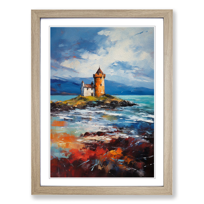Scotland Impressionism - Single Picture Frame Print on Wood, 34cm H x 25cm W x 2cm D, Oak