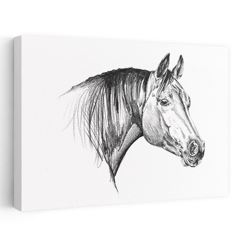 Tête de cheval élégante, impression d'art contemporain, H 40 po x l 60 po