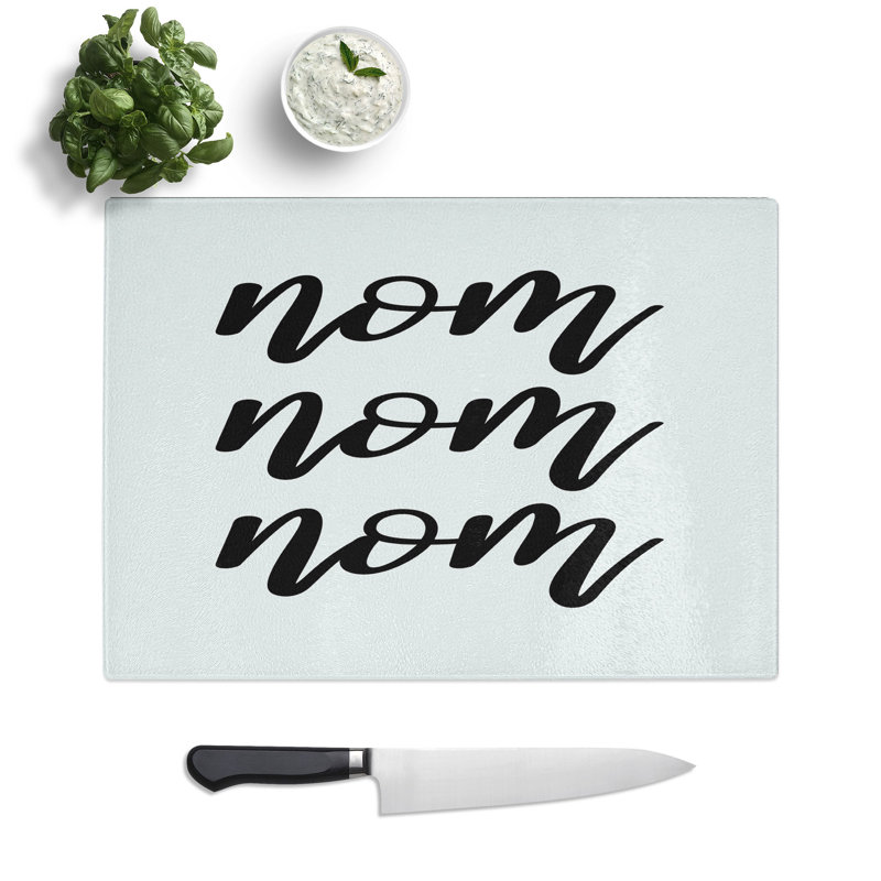 Nom Nom Nom V2 Typography Chopping Board, 0.4cm H x 28.5cm W x 39cm L