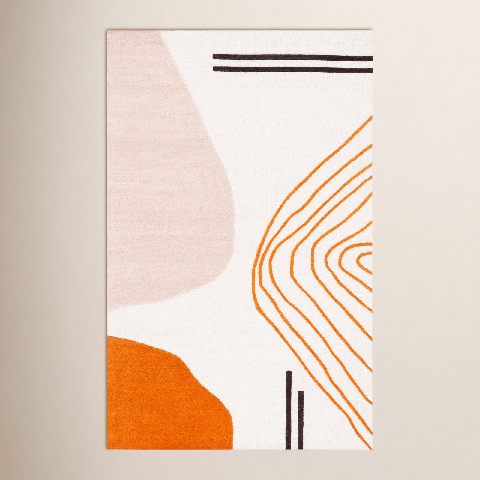 Felipe Ivory Rust Hand-Woven Abstract Wool Rug, Rectangle 9' x 12'