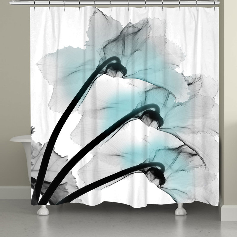 Rideau de douche simple, H 71 po x l 74 po, Fleur d'orchidée Ryelle