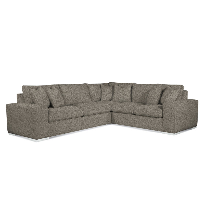 Memphis Sectional, Frost White, Right Hand Facing, Brown Geometric, 0456-33