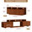 110''W to 145''W Walnut Finish Expandable Entertainment Center 4 Piece Set, Mid-century Modern Wooden Media Console Include Adjustable TV Stand with Storage, Two 3-tier Glass Display Case Bookshelves with Drawers and Coffee Table for Living Room, Brown
