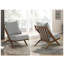 Élégant fauteuil d'appoint en chenille grise avec coussin en mousse et structure en bois d'hévéa brun-134540766