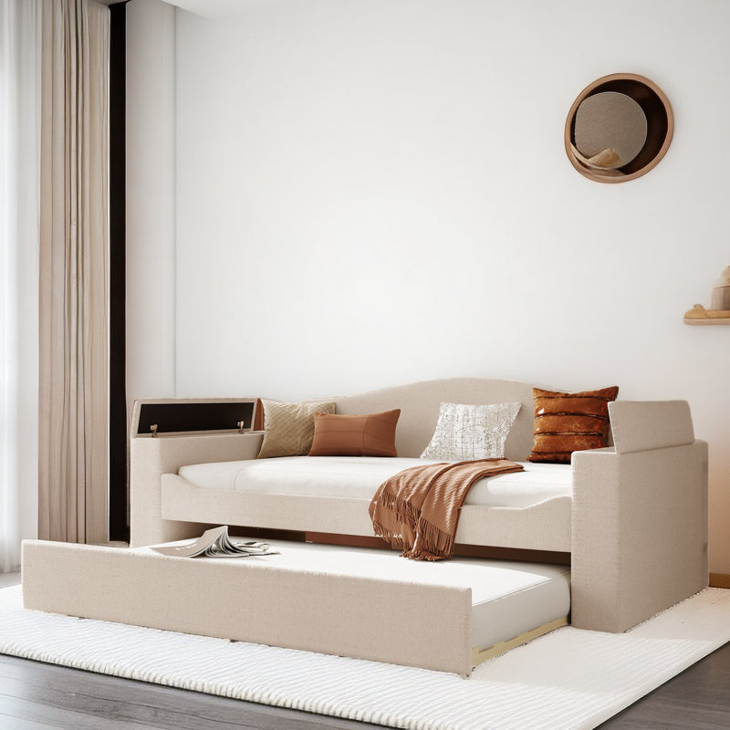 Incee Upholstered Daybed, Beige
