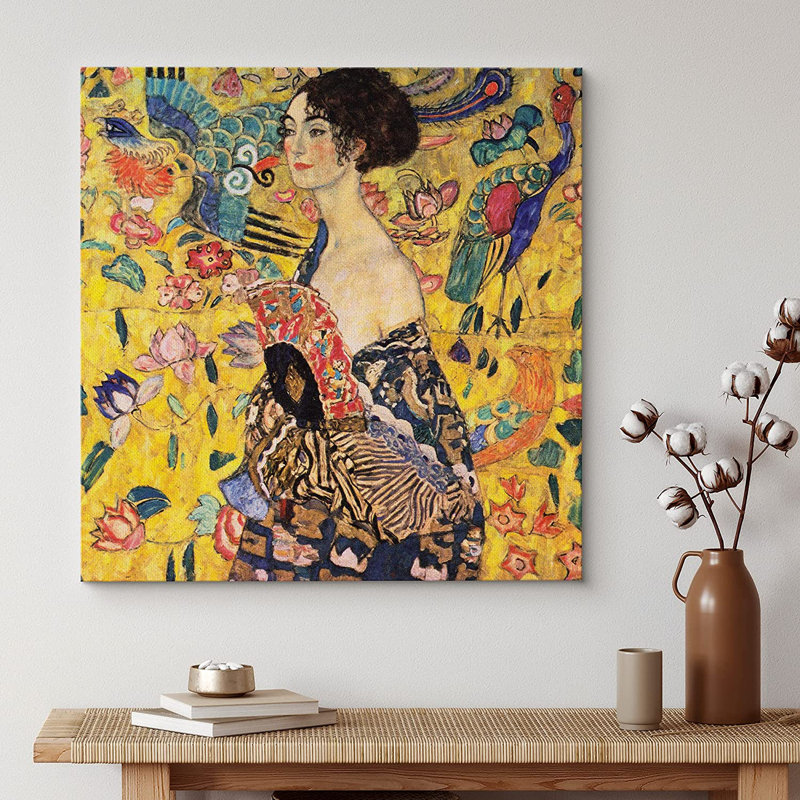«Woman with Fan» par Gustav Klimt, reproduction d'art sur toile tendue, H 16 po x l 16 po x 1,5 po, Toile tendue