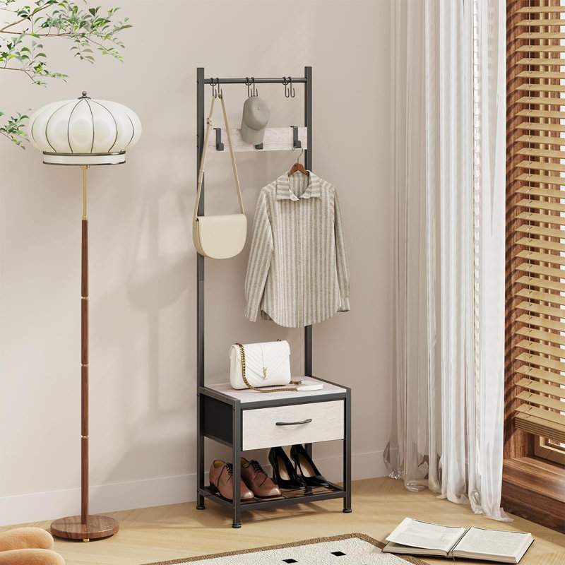 Metal Freestanding 6 - Hook Coat Rack, Greige