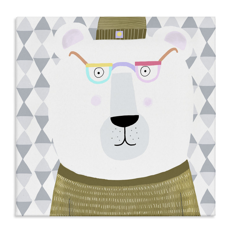 Ours polaire en toile et chapeau, conception par Carla Daly, H 17 po x l 17 po