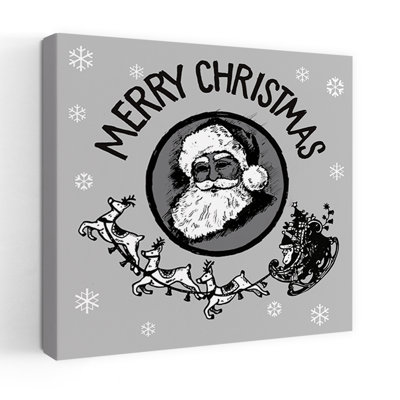 Merry Christmas Santa Classic Traditional Vintage Portrait Architecture Wall Art Print 1 Piece Wrapped Canvas Wall Art
