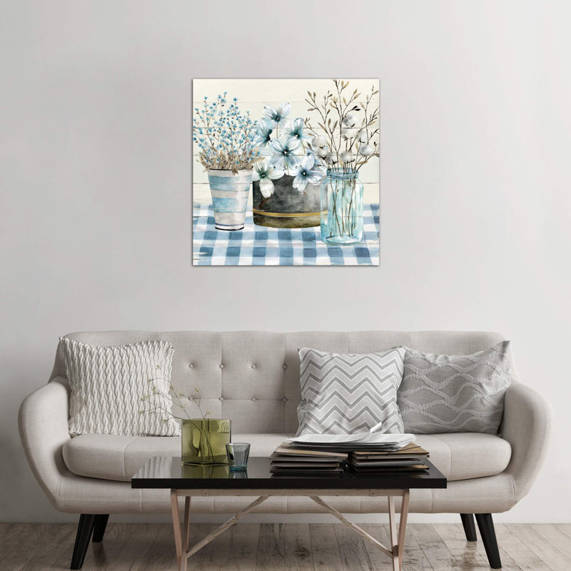 Blue Farmhouse 1 Piece Painting on Canvas, 30.48 cm H x 30.48 cm W, Wrapped Canvas