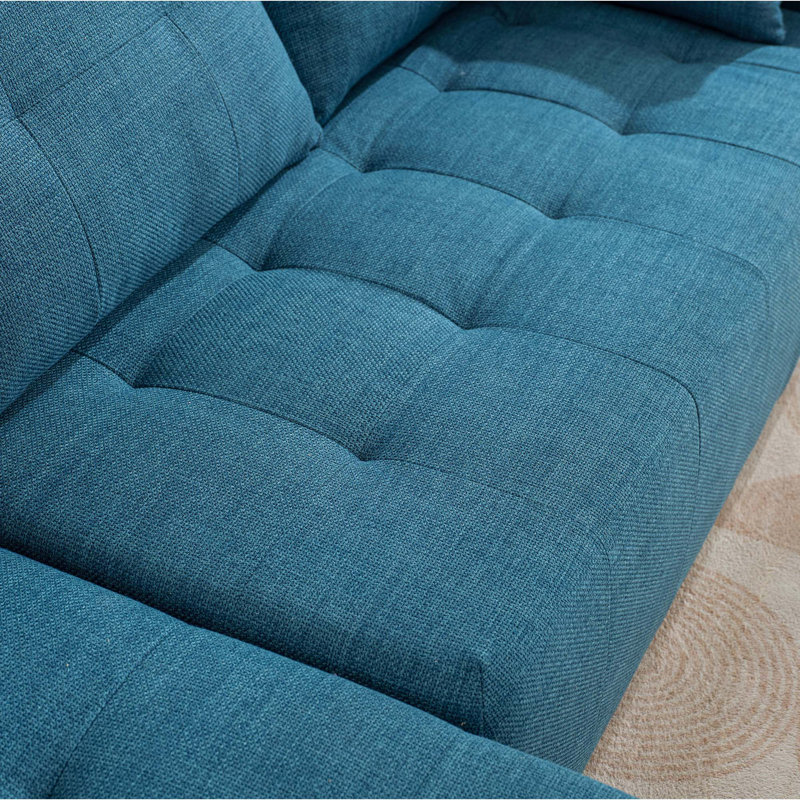 Boneless Modular Sectional Living Room Sofa Set, Blue Linen