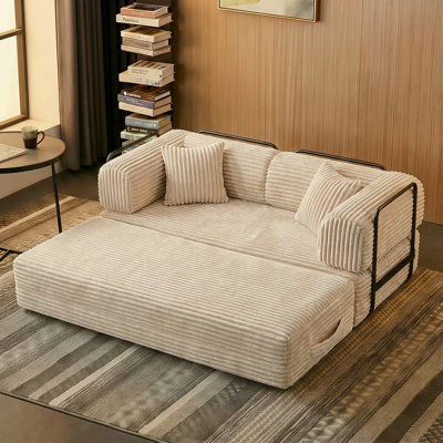 Compression Sofa,Convertible Floor Sofa Bed-With Pillow Back Support Armrest,Comfy Futon Couch Sleeper Bed,Loveseats Boneless Modular Sectional Sofa,Corduroy Fabric,For Living Room,Bedroom