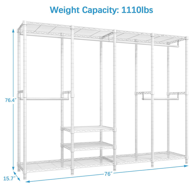 76'' Metal Freestanding Garment Rack, White