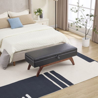 Tissu en laine COOLMORE Teddy, pieds en bois massif pour la pesée solide et tabouret de lit avec fonction de rangement