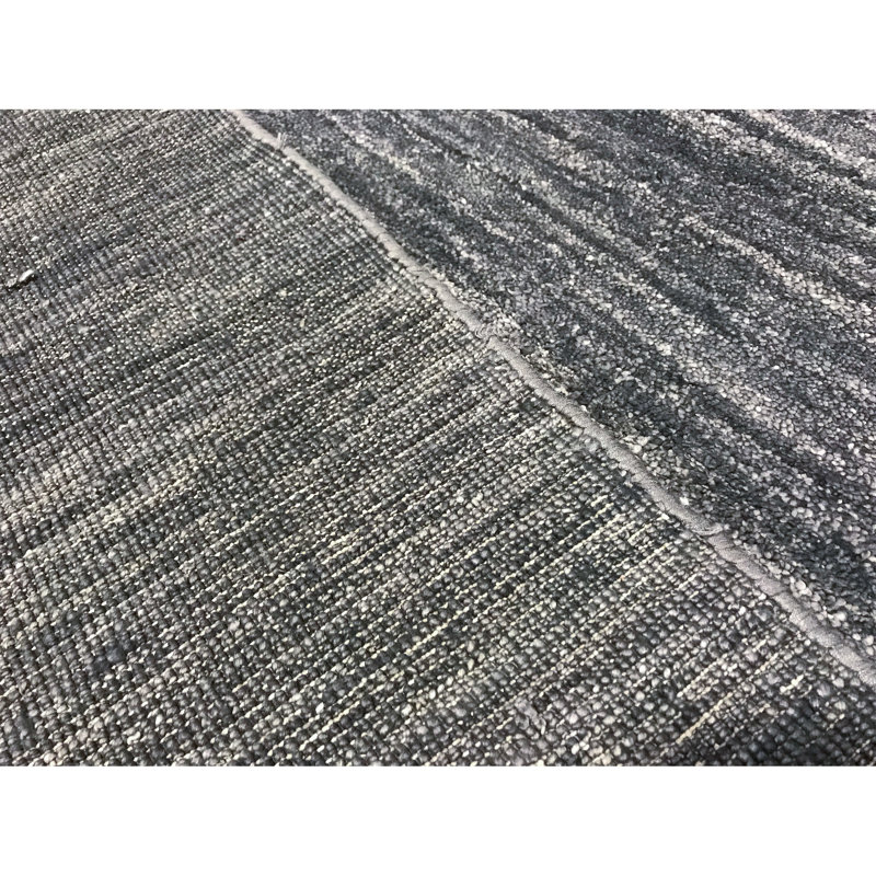 Tapis gris noué à la main de haute qualité, Rectangle de 5 pi x 8 pi