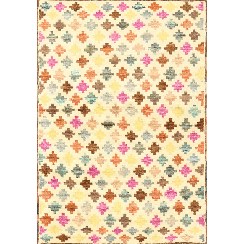 Tapis crème/rose/brun zone contemporaine, Rectangle 8 pi x 12 pi