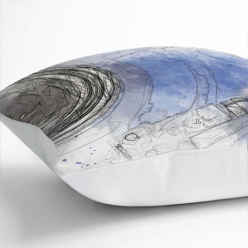 Abstract Square Throw Cushion, 40cm H x 40cm W x 15cm D, White