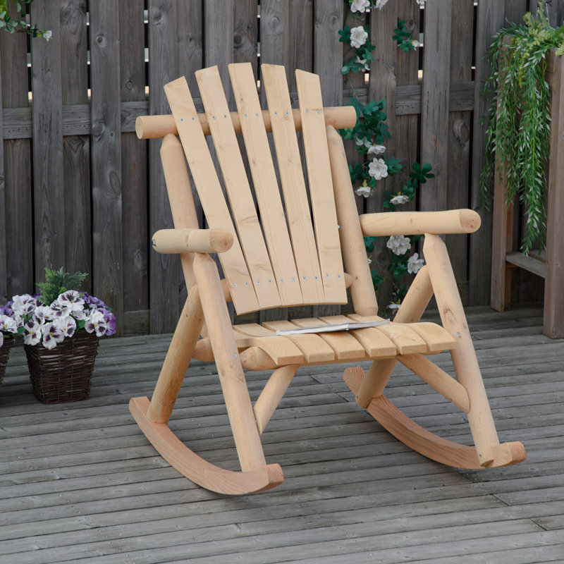 Chaise Adirondack berçante en bois massif Aspers, Naturel