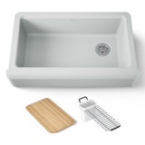 Riverby Undermount Single-Bowl Farmhouse Workstation Kitchen Sink With Tall Apron