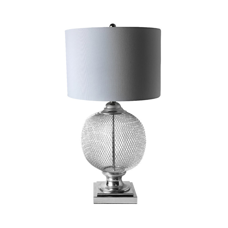 Honora Luxury Table Lamps for Living Room, Bedside Buffet Lamp with Metal Base & Linen Shade, Grey