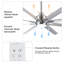 Ventilateur de plafond intelligent 72 po avec pales argentées au fini nickel brossé Smart