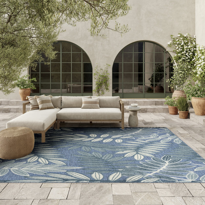 Lakesha 9' x 12' Blue Modern Rug, Rectangle 9' x 12'