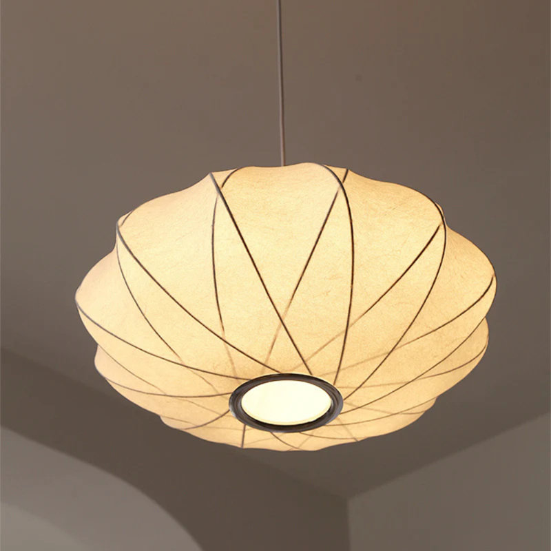 Luminaire suspendu en fausse soie Lunelle