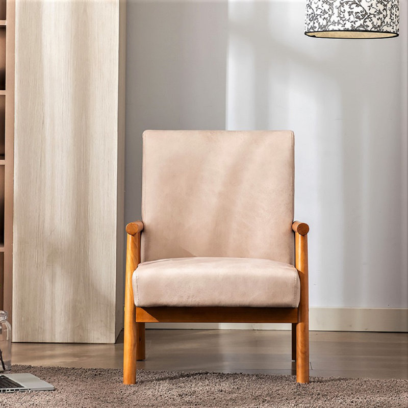Fauteuil large classique Mid-Century moderne, Chameau clair