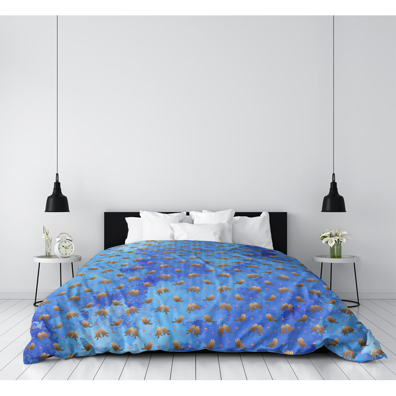 Housse de couette simple Katelyn Elizabeth, Housse de couette simple TG, Bleu / Brun, Microfibre