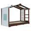 Lit simple avec tente, rideaux, tablettes de rangement latérales et lit gigogne-1404827334