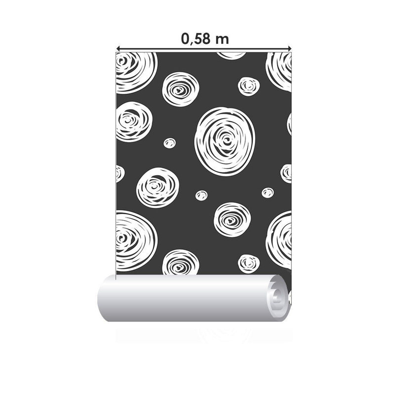 Rouleau de papier peint adhésif Meschelle, Noir / blanc, L 126 po x l 24 po