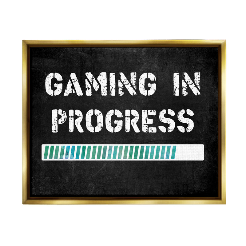 «Gaming In Progress», barre encadrée sur toile par CAD Design, Cadre flottant métallique doré, H 25 po x l 31 po x P 1,7 po
