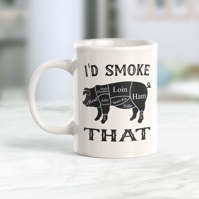 Tasse à café aldwyche, 11 oz, Plastique, « I'd Smoke That Pig » - traduction : je fumerai
