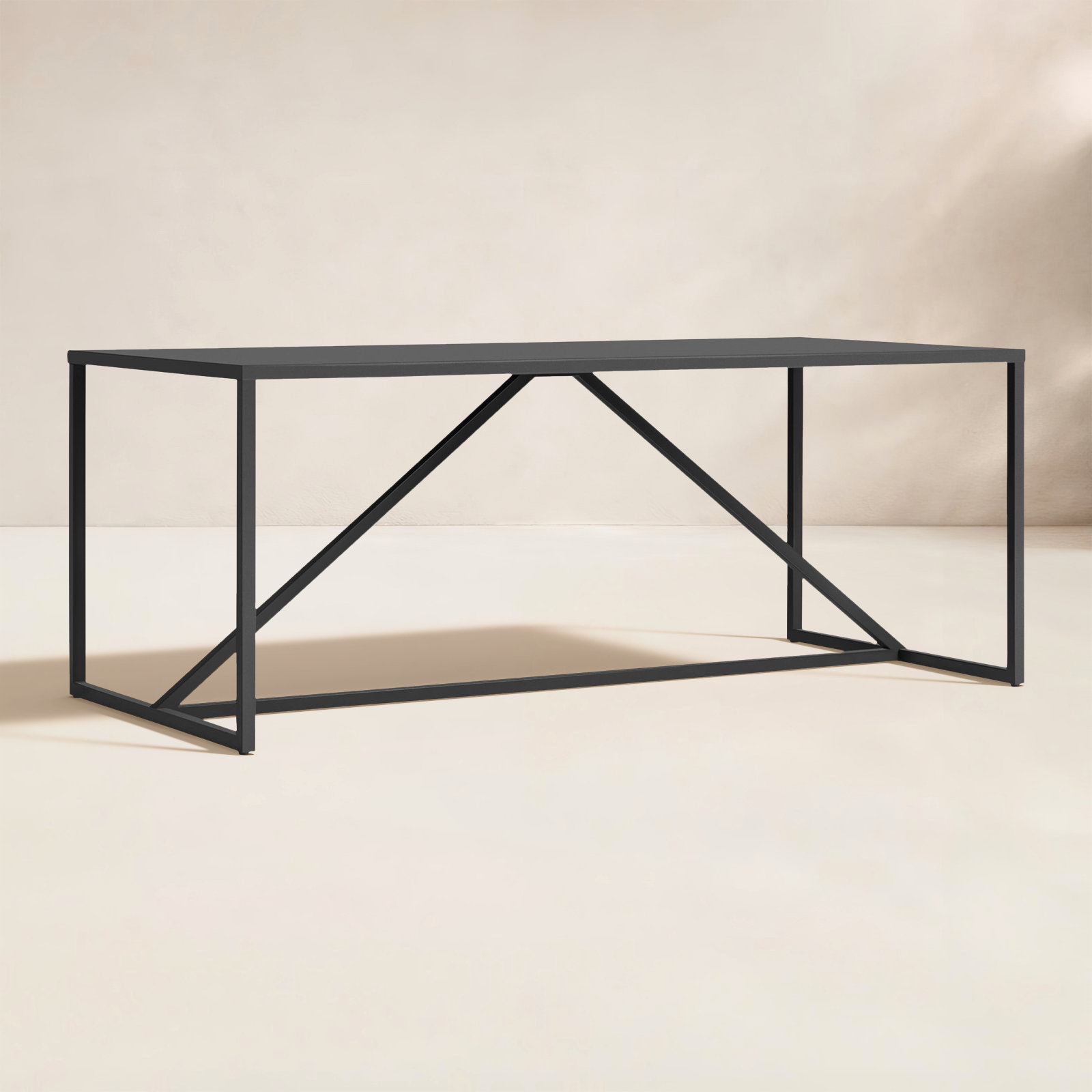 Strut 75'' Metal Outdoor Dining Table, Carbon