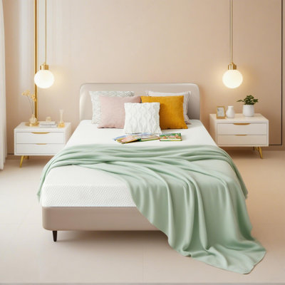 Matelas en mousse viscoélastique imprégnée de gel de 6 pouces dans une boîte, sans fibre de verre, soulagement de la pression moyen ferme pour un sommeil plus frais, confortable et de soutien, blanc