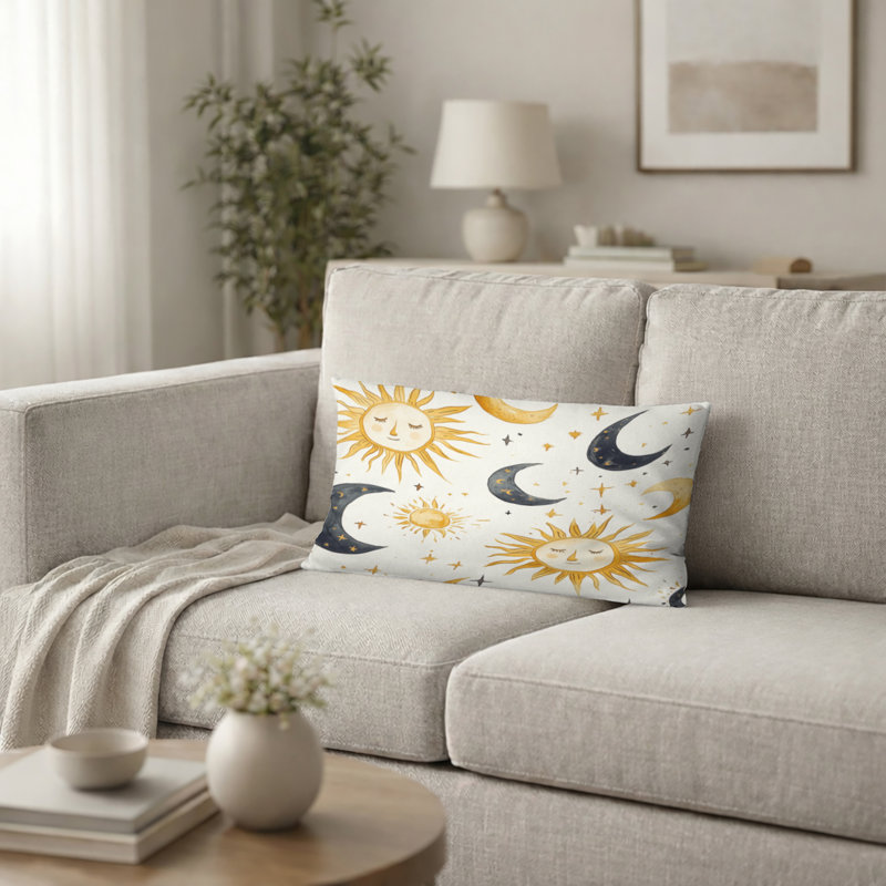 Coussin Boho - Coussin Starburst Sun Moon, H 12 po x l 20 po