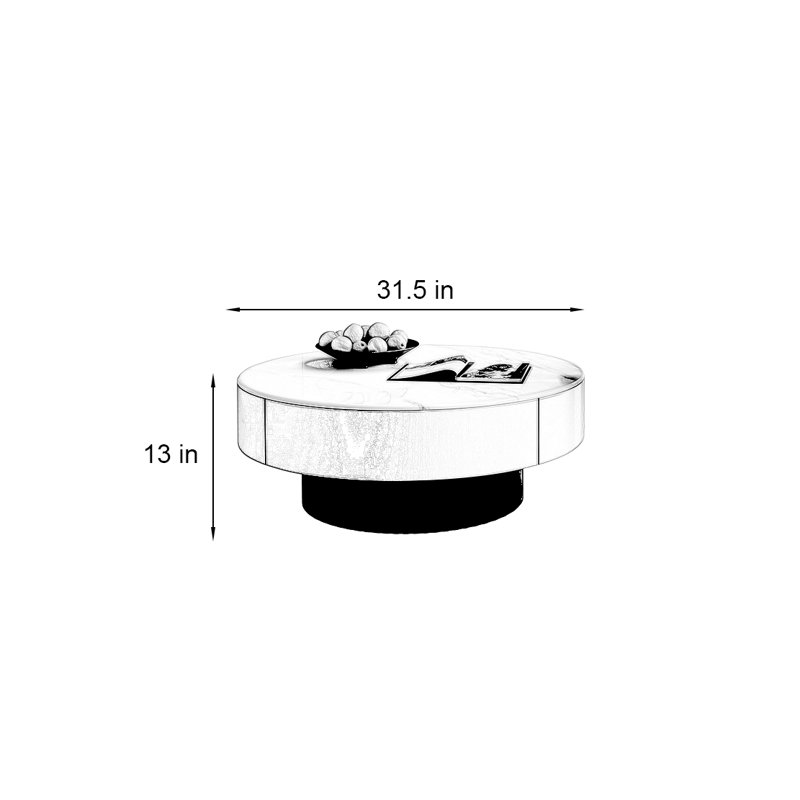 Circular microcrystalline stone coffee table