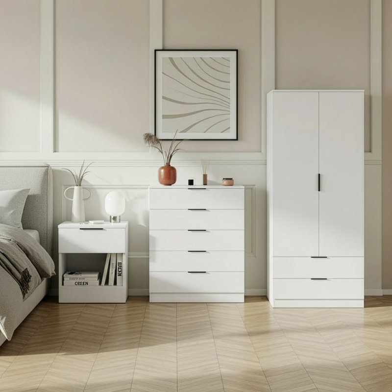 3 Piece Bedroom Set, White