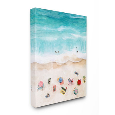 « beach family coast ocean aquarelle », impression sur toile
