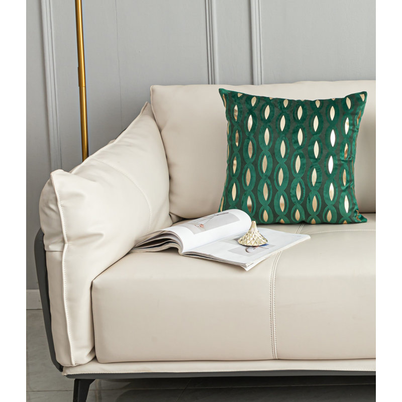 Gold Velvet Square Pillow Cover, Green