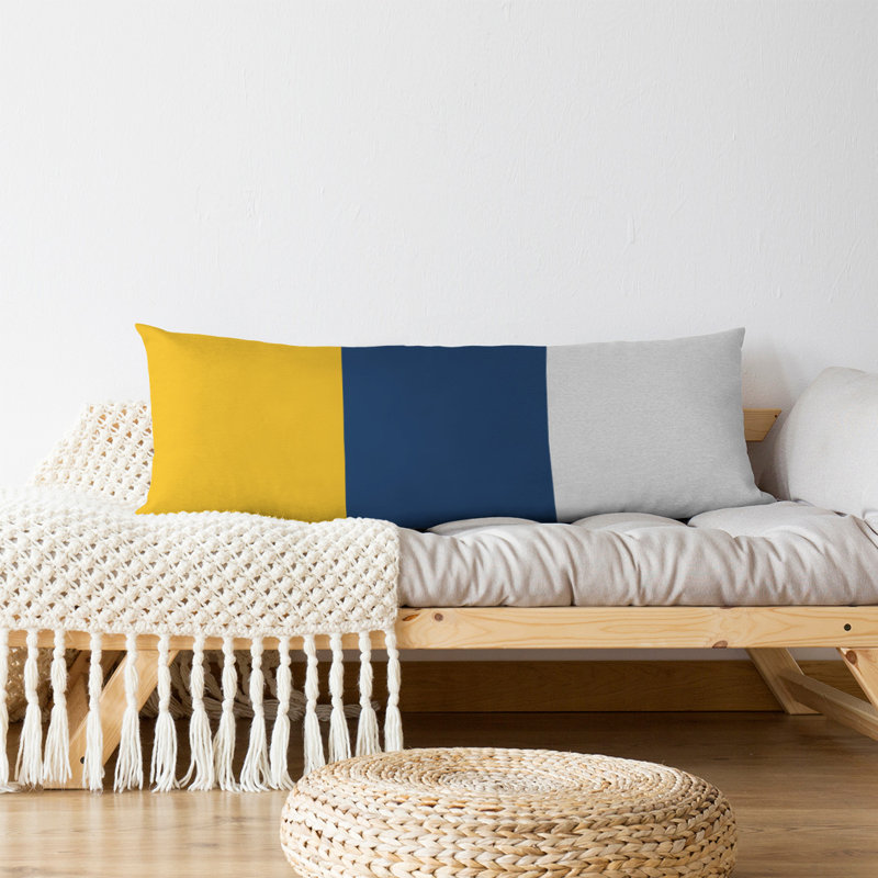 Polyester Medium Pillow, Adella Football, Yellow/Navy/White