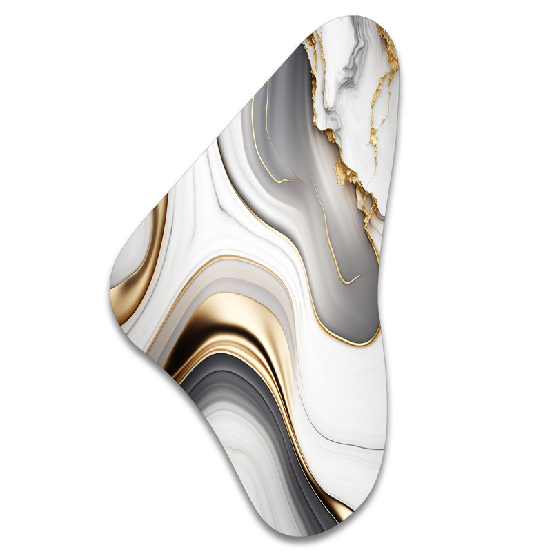 «Abstract Geode Marble Waves», art mural asymétrique en métal de forme abstraite Boomerang, H 39 po x l 21 po
