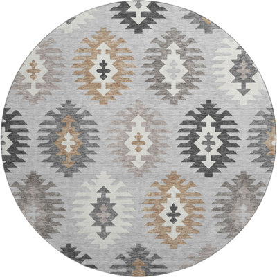 Premium Machine Washable Prisco Silver Rug
