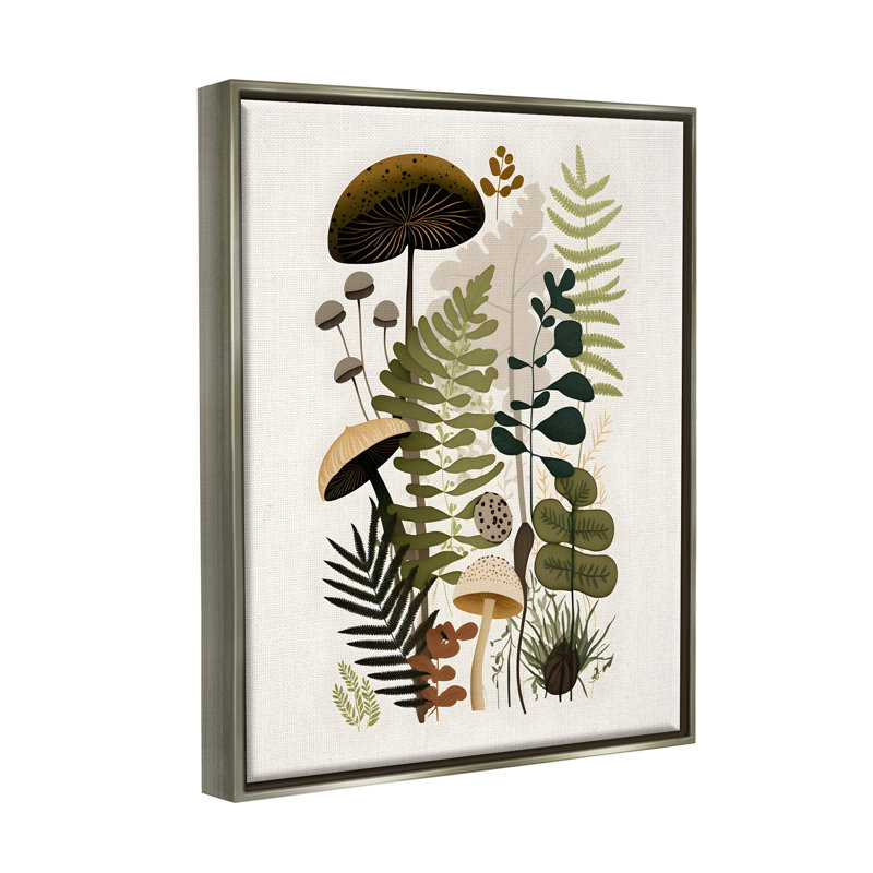 «Mixed Earthy Botanicals», reproduction d'art encadrée sur toile par Petals Prints, Cadre flottant gris lustré