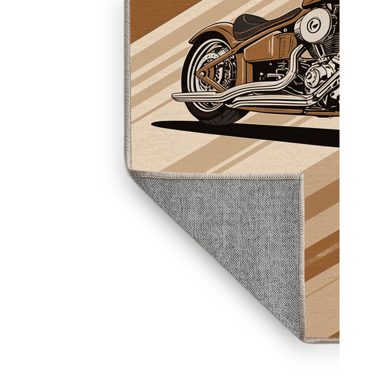Tapis à rayures moderne brun clair et beige lavable à la machine, 6 X 9