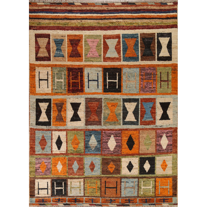 Tapis géométrique marocain noué à la main 9 x 10