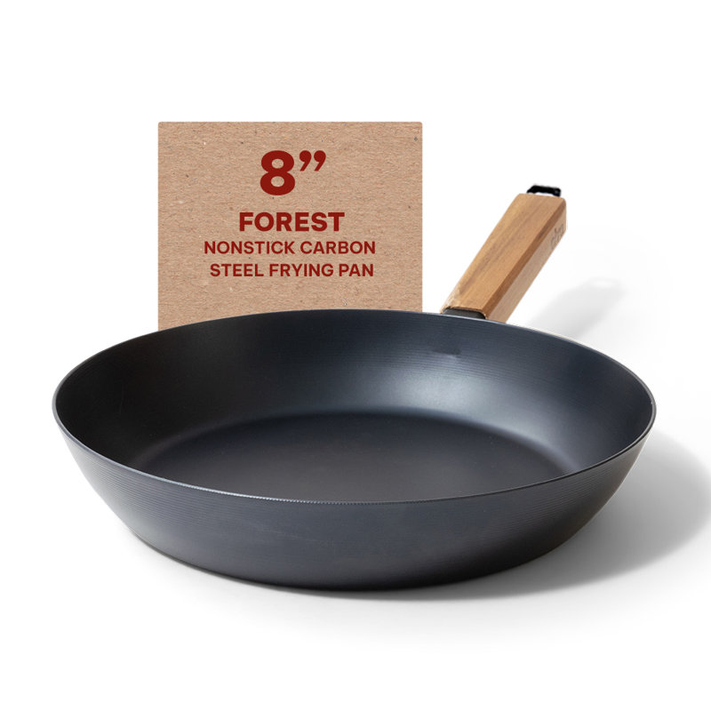 Alva Forest 8" Nonstick Carbon Steel Frying Pan with Acacia Handle