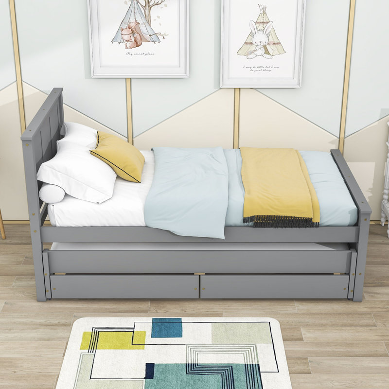 Lit plateforme simple avec rangement Maridean, gris